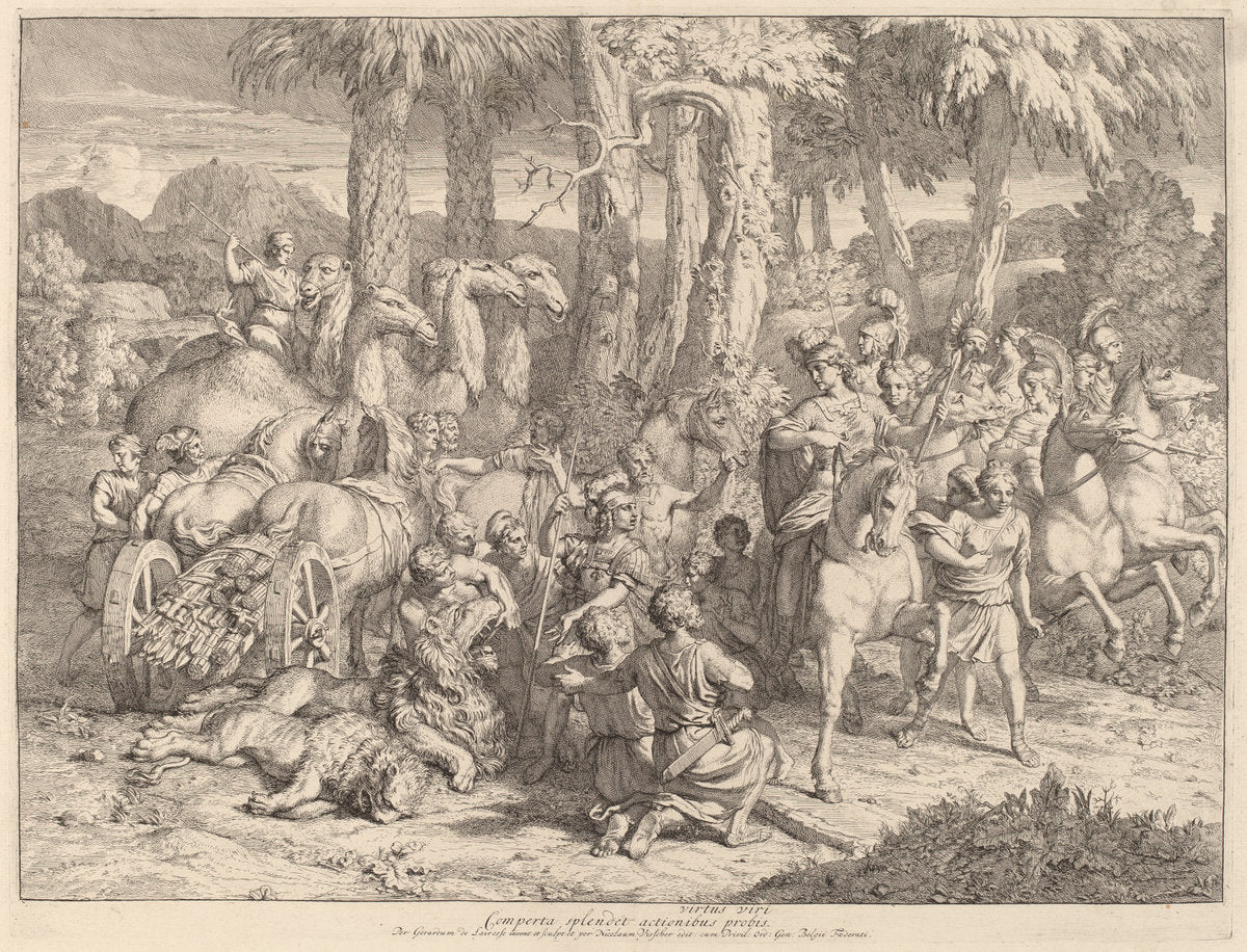 Semiramis on the Lion Hunt by Gerard de Lairesse (Dutch, 1641 - 1711), 16X12"(A3)Poster Print