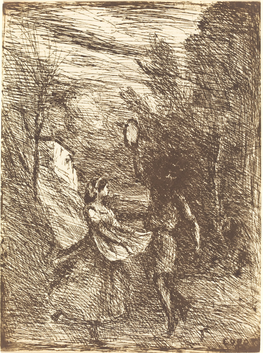 Saltarello (Saltarelle) by Jean-Baptiste-Camille Corot (French, 1796 - 1875), 16X12"(A3)Poster Print