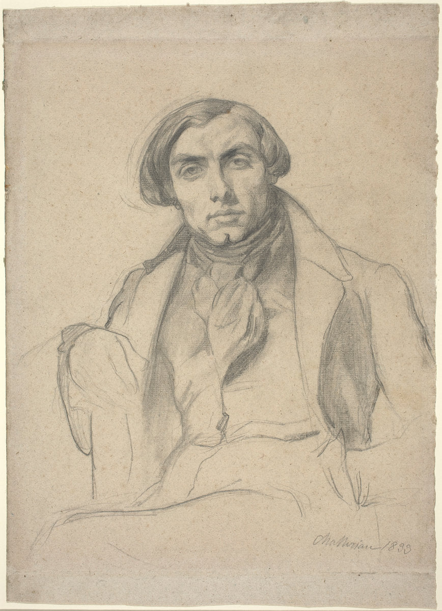 Auguste Ottin by Théodore Chassériau (French, 1819 - 1856), 16X12"(A3)Poster Print