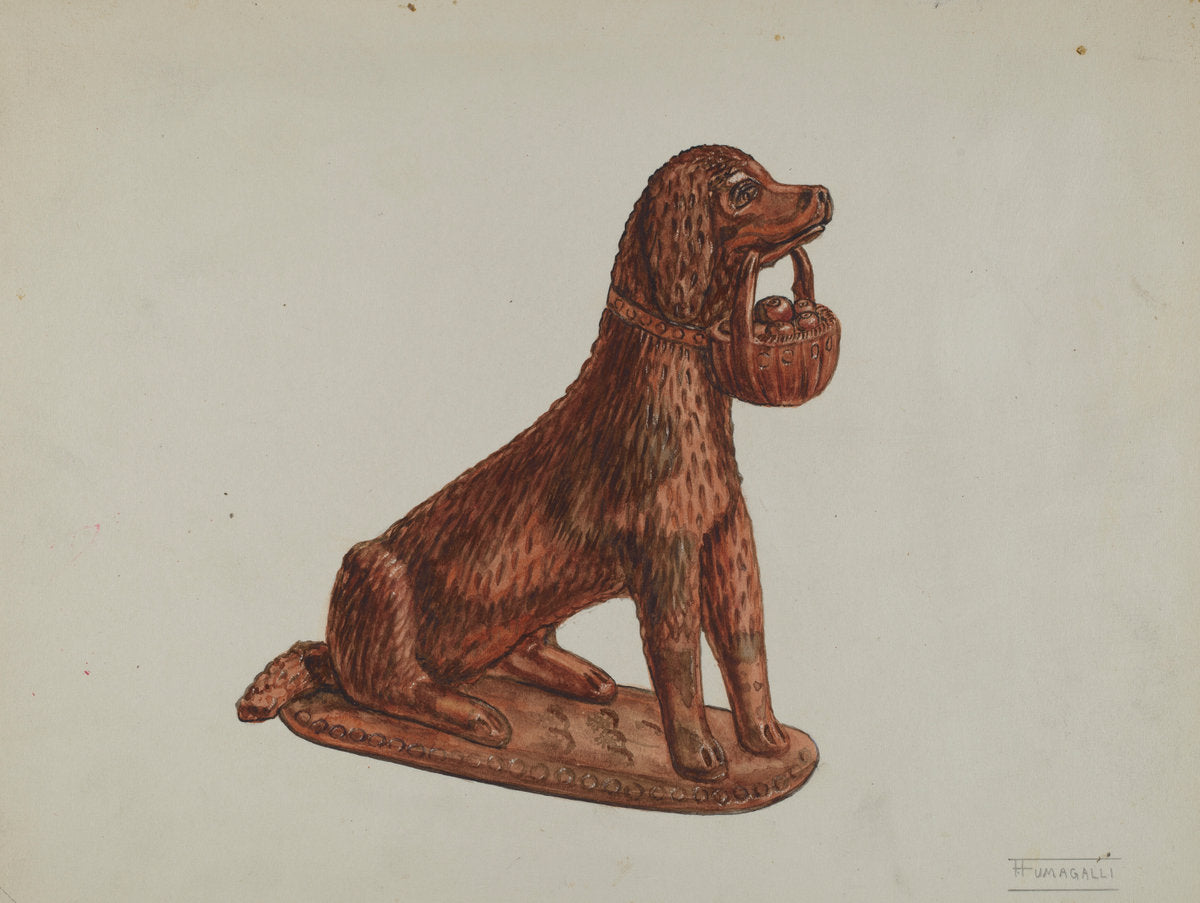 Statuette of a Dog by Frank Fumagalli (American, active c. 1935), 16X12"(A3)Poster Print