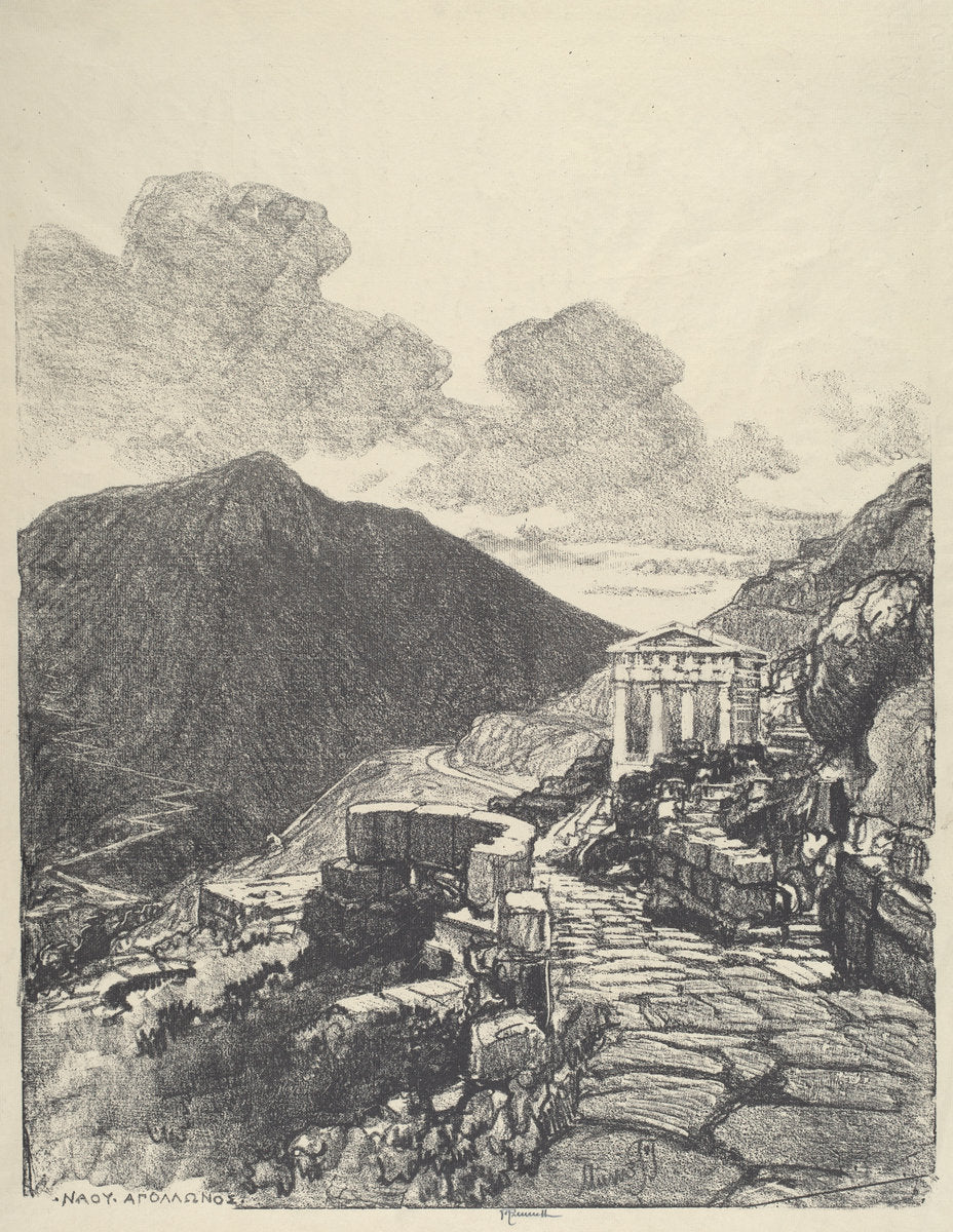The Treasury of Athens, Delphi by Joseph Pennell (American, 1857 - 1926), 16X12"(A3)Poster Print