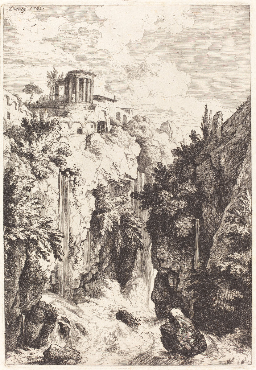 Temple of the Sibyl, Tivoli by Christian Wilhelm Ernst Dietrich (German, 1712 - 1774), 16X12"(A3)Poster Print