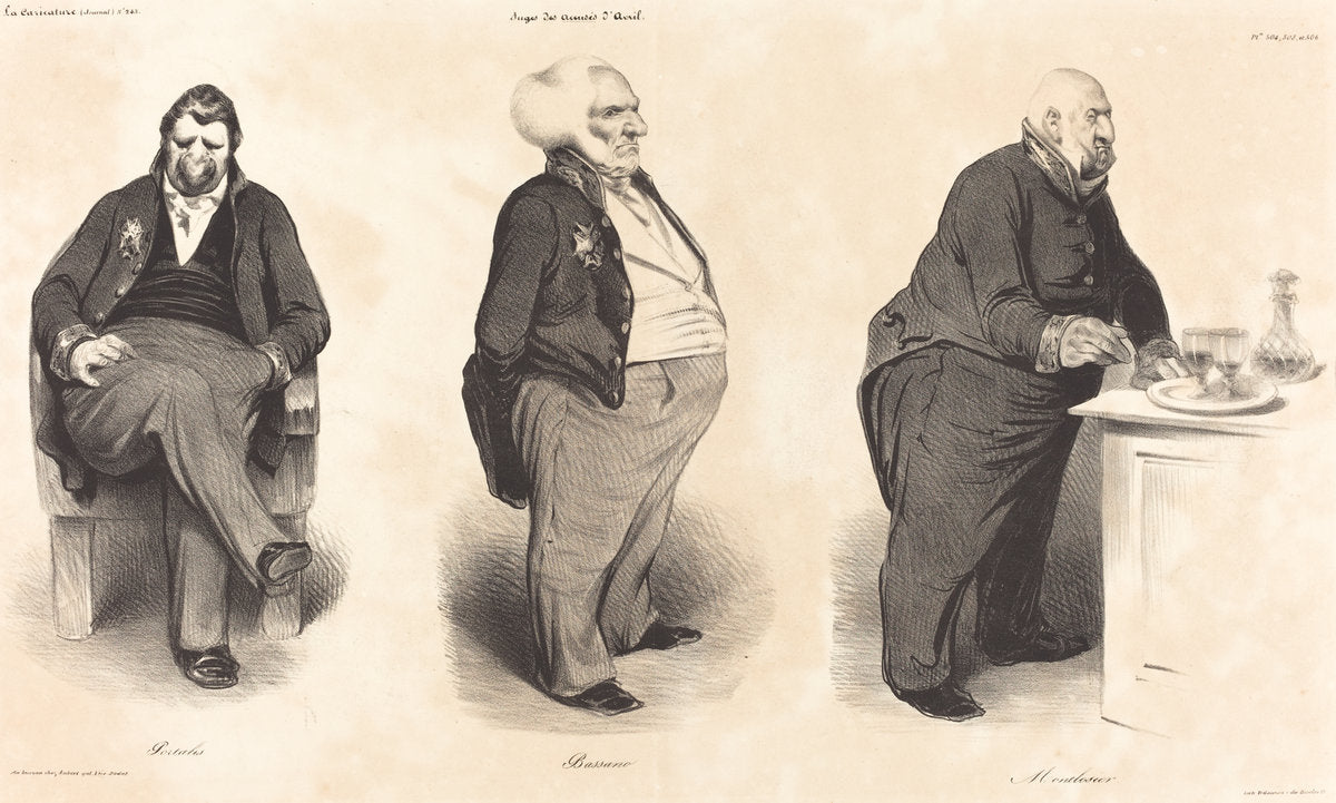 Comte Portalis - Duc de Bassano - Comte de Montlosier by Honoré Daumier (French, 1808 - 1879), 16X12"(A3)Poster Print