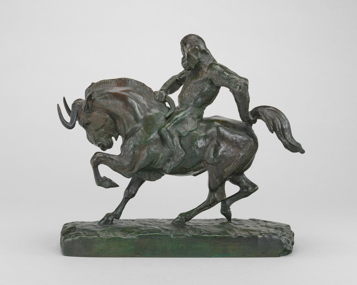 Ape Riding a Gnu by Antoine-Louis Barye (French, 1795 - 1875), 16X12"(A3)Poster Print