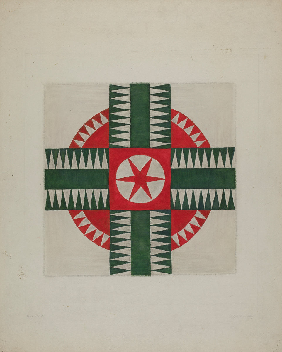 Quilt by Clyde L. Cheney (American, active c. 1935), 16X12"(A3)Poster Print