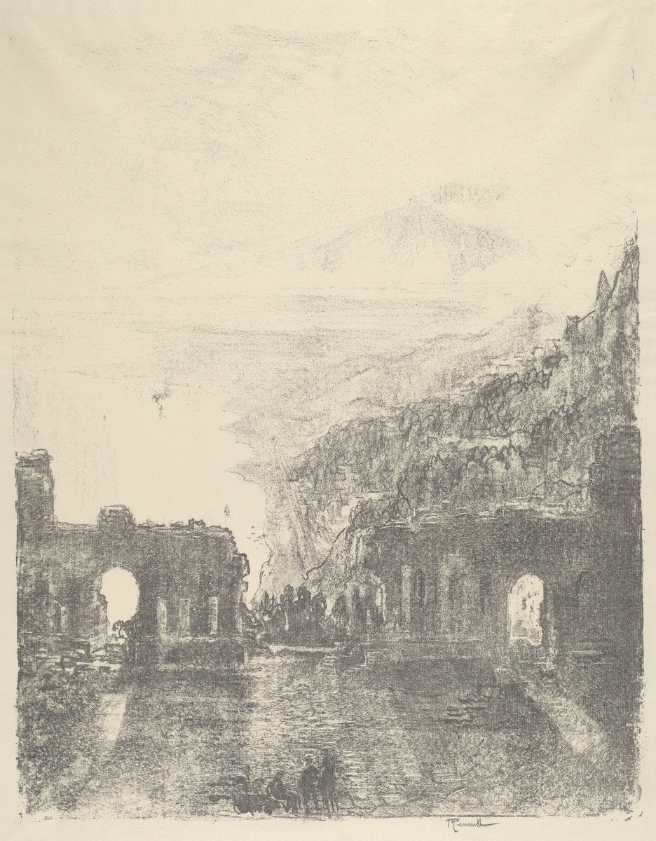 Aetna Over Taormina by Joseph Pennell (American, 1857 - 1926), 16X12"(A3)Poster Print