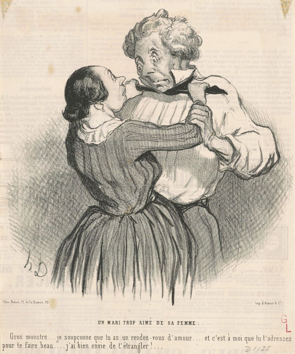 Un mari trop aimé de sa femme by Honoré Daumier (French, 1808 - 1879), 16X12"(A3)Poster Print