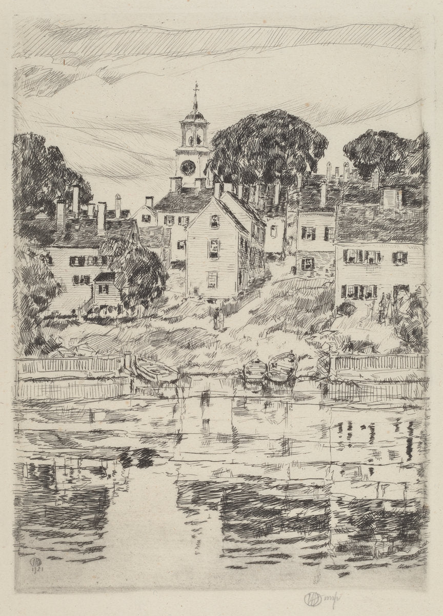 The Church Tower, Portsmouth by Childe Hassam (American, 1859 - 1935), 16X12"(A3)Poster Print