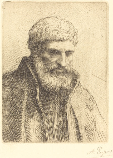 Study of an Old Man (Etude de vieillard) by Alphonse Legros (French, 1837 - 1911), 16X12"(A3)Poster Print
