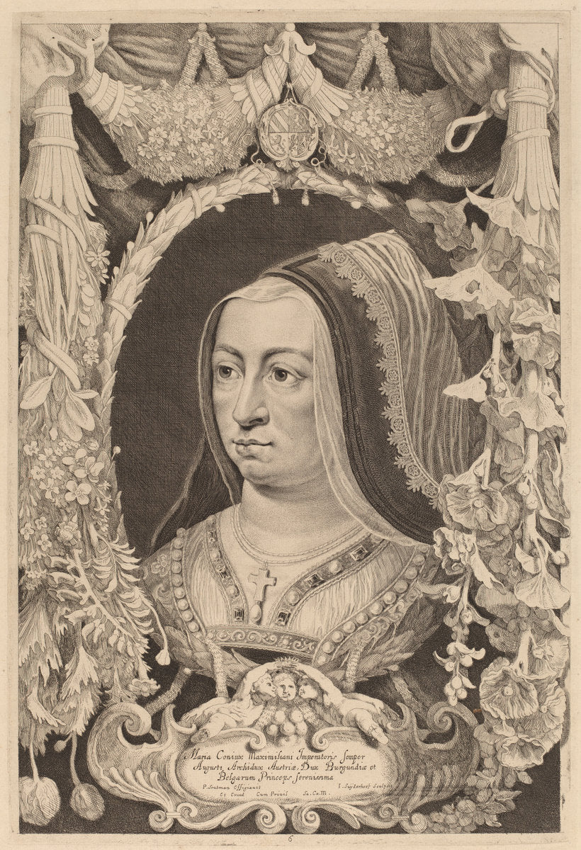 Maria of Burgundy, Empress and Wife of Maximilian I by Jonas Suyderhoff after Pieter Claesz Soutman (Dutch, c. 1613 - 1686), 16X12"(A3)Poster Print