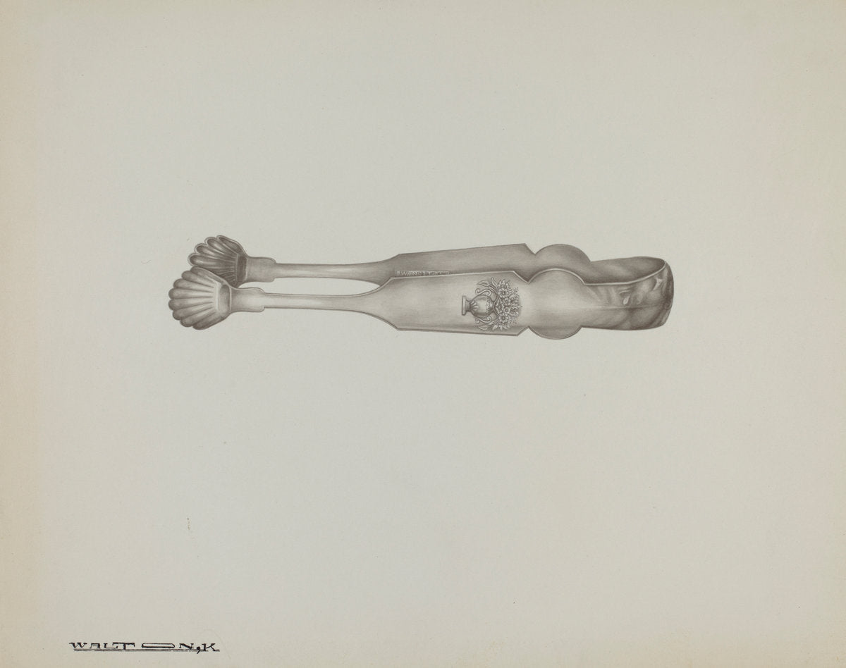 Silver Sugar Tongs by Kalamian Walton (American, active c. 1935), 16X12"(A3)Poster Print