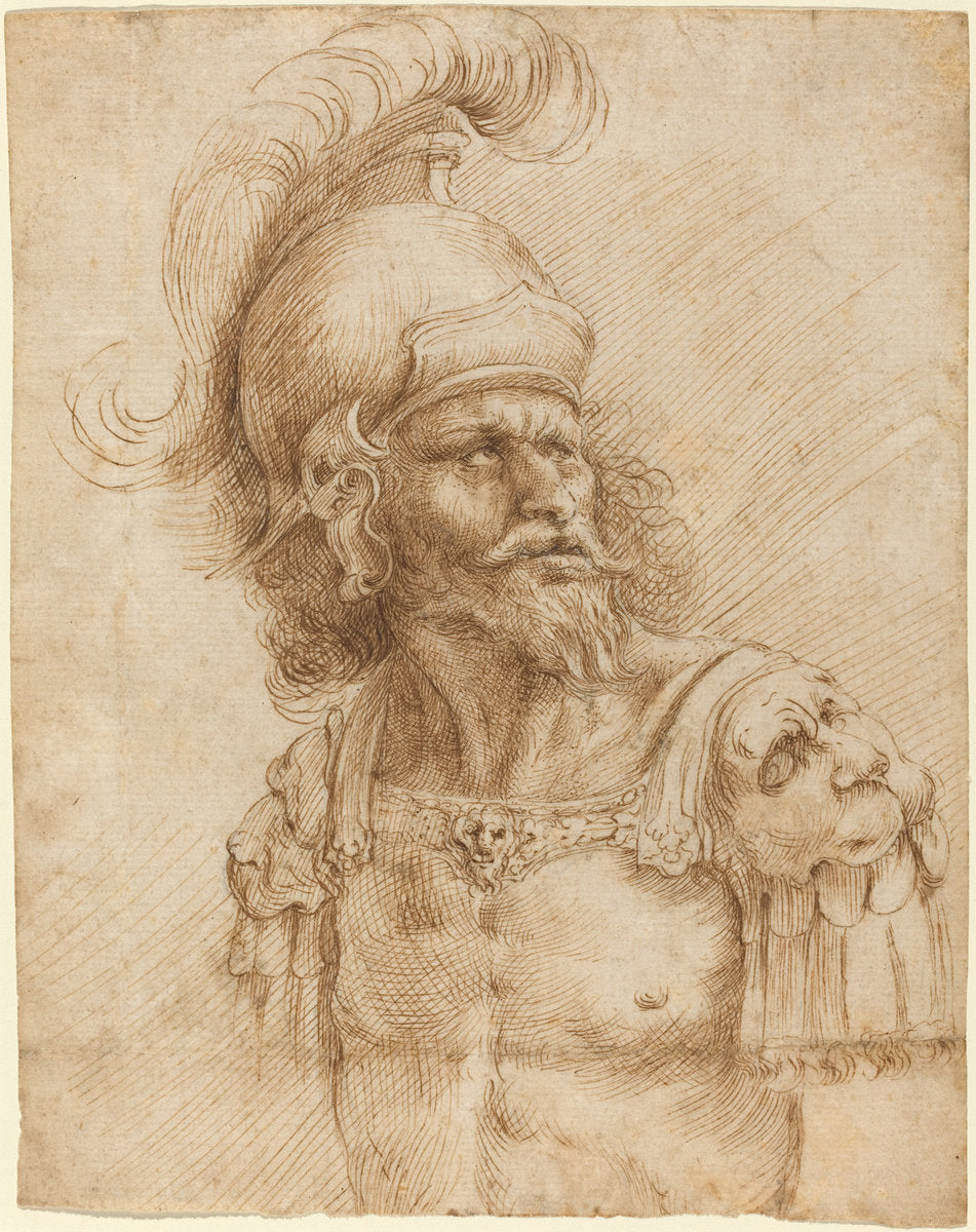 A Helmeted Soldier by Domenico Peruzzini (Italian, 1601 - c. 1671), 16X12"(A3)Poster Print
