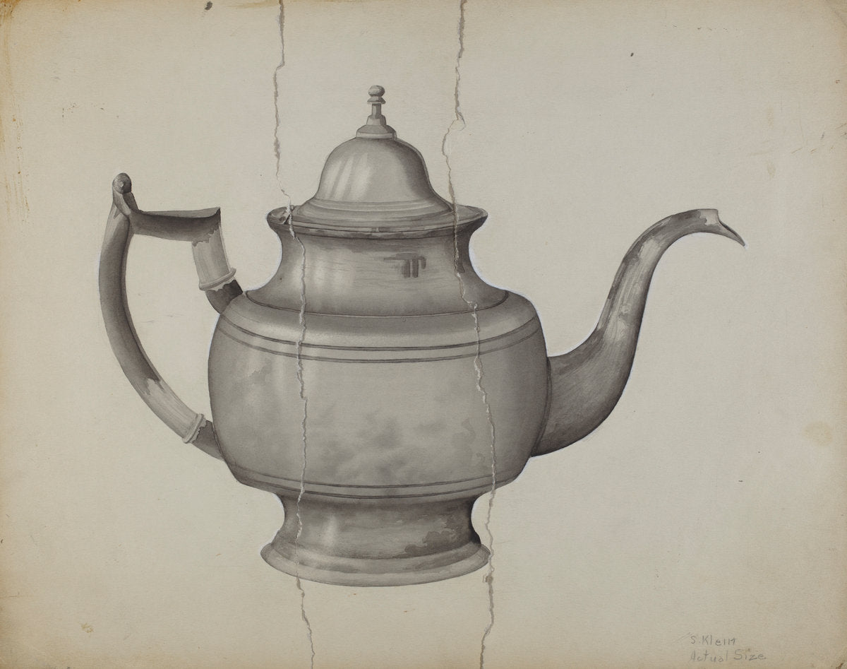 Pewter Teapot by Samuel O. Klein (American, active c. 1935), 16X12"(A3)Poster Print