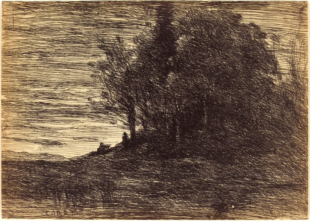 Hermit's Woods (Le Bois de l'ermite) by Jean-Baptiste-Camille Corot (French, 1796 - 1875), 16X12"(A3)Poster Print