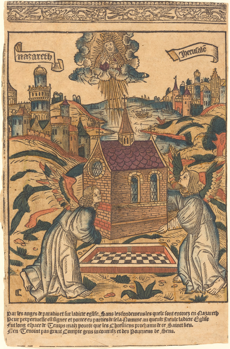 1494 by French 15th Century (The Transportation of the Holy House of Loreto), 16X12"(A3)Poster Print