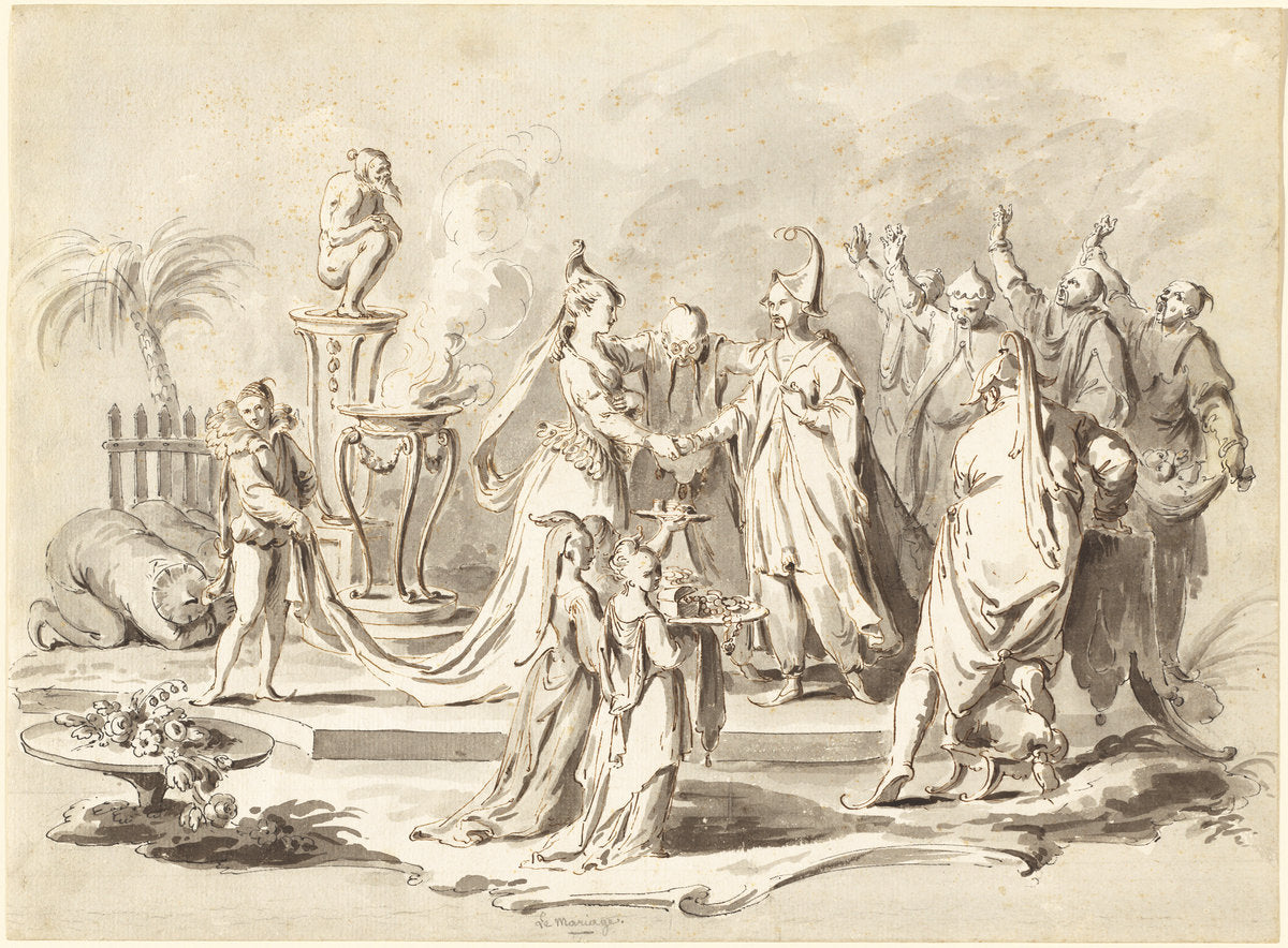 The Marriage of Europe and China by Pietro Antonio Novelli (Venetian, 1729 - 1804), 16X12"(A3)Poster Print