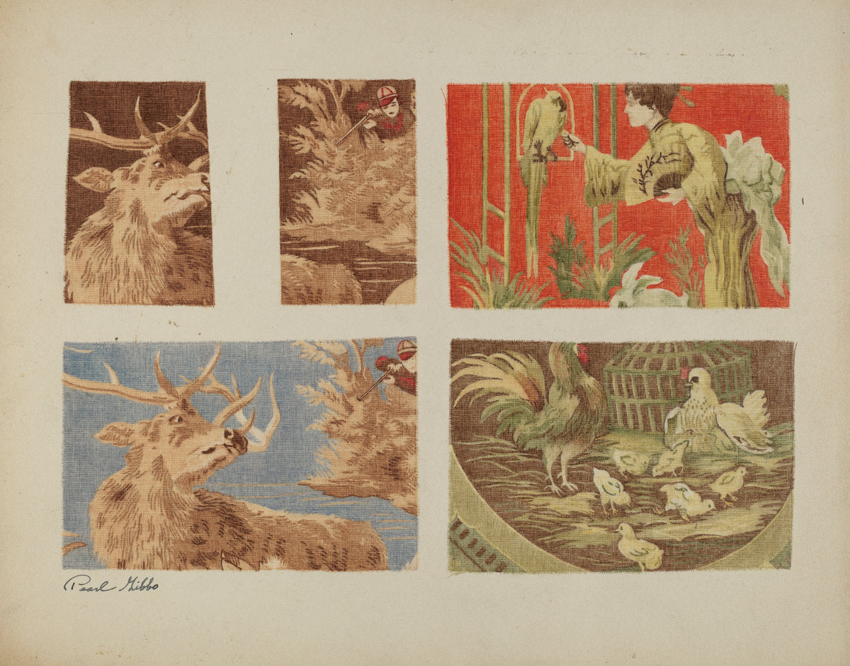 Four Textile Samples by Pearl Gibbo (American, active c. 1935), 16X12"(A3)Poster Print