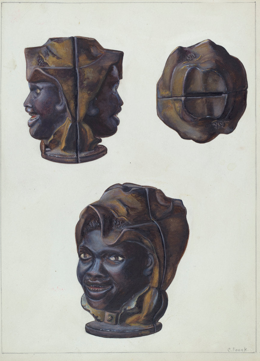 Double Faced Negro Head Bank by Clementine Fossek (American, active c. 1935), 16X12"(A3)Poster Print