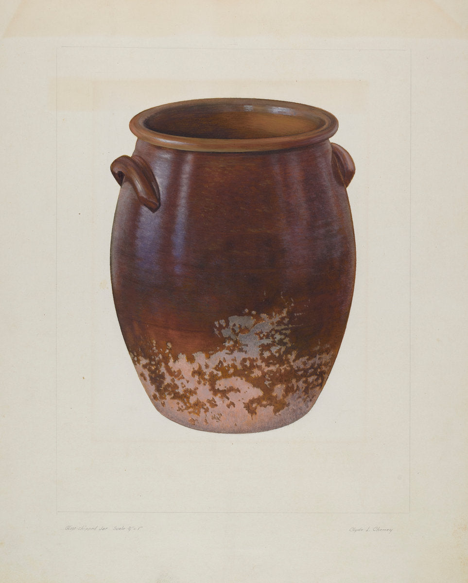 Large Earthen Jar by Clyde L. Cheney (American, active c. 1935), 16X12"(A3)Poster Print