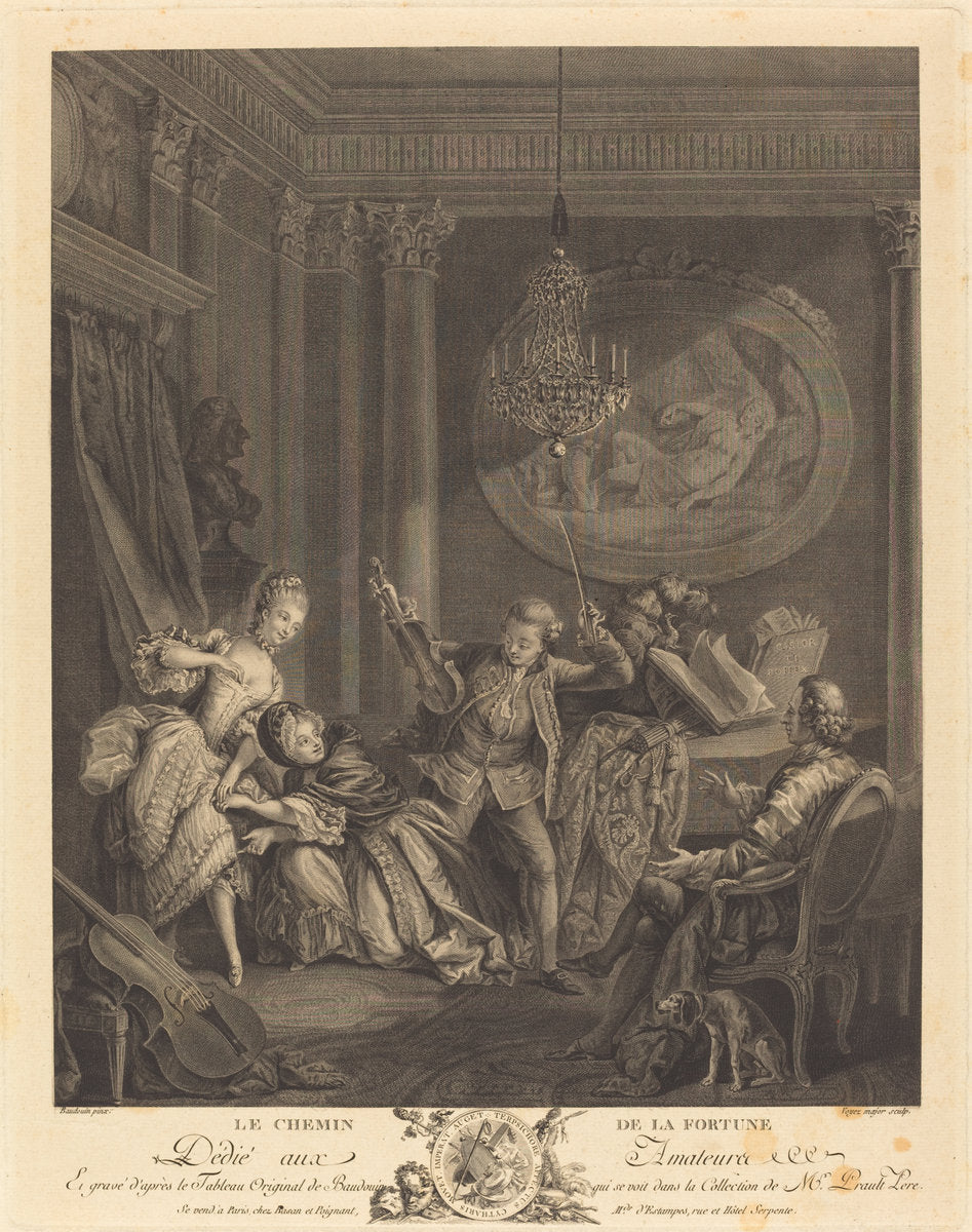 Le chemin de la fortune by Nicolas Joseph Voyez after Pierre-Antoine Baudouin (French, 1742 - 1806), 16X12"(A3)Poster Print