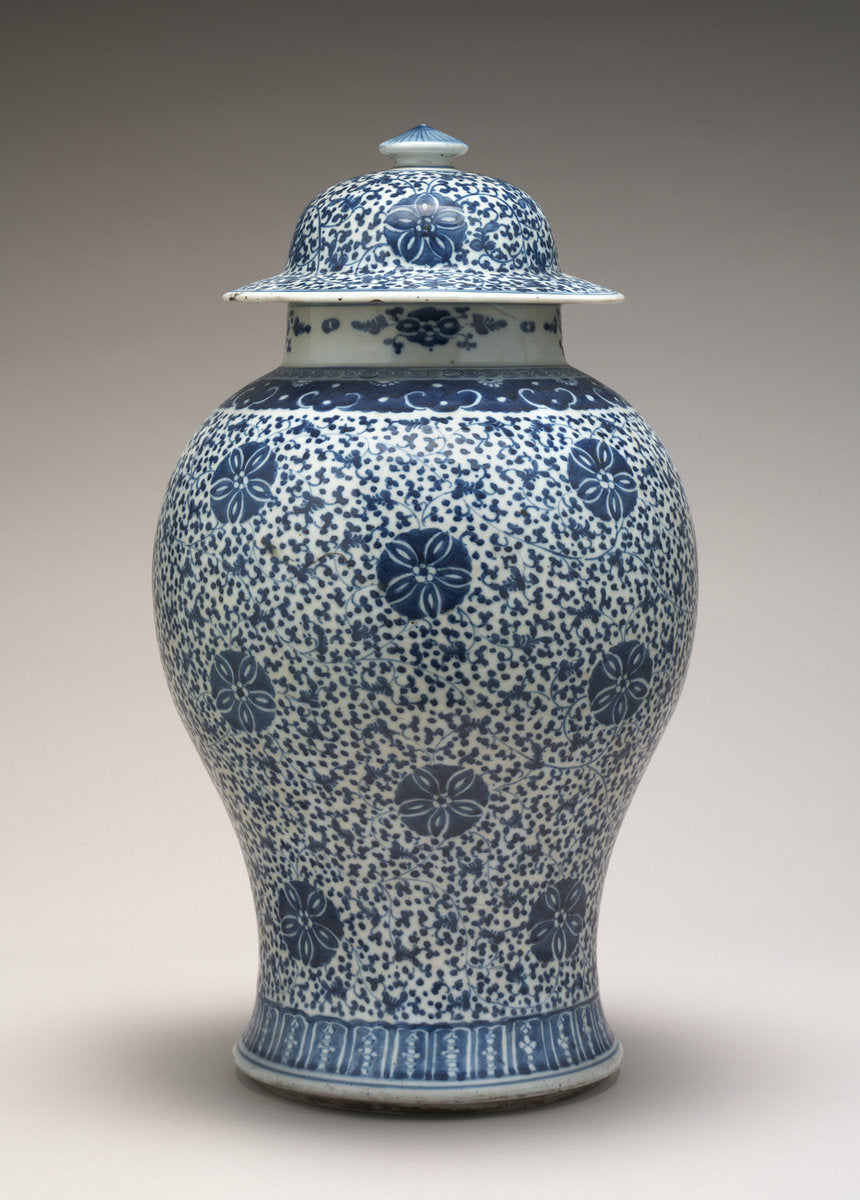 18th century by Chinese Qing Dynasty (Blue and White Jar with Cover), 16X12"(A3)Poster Print