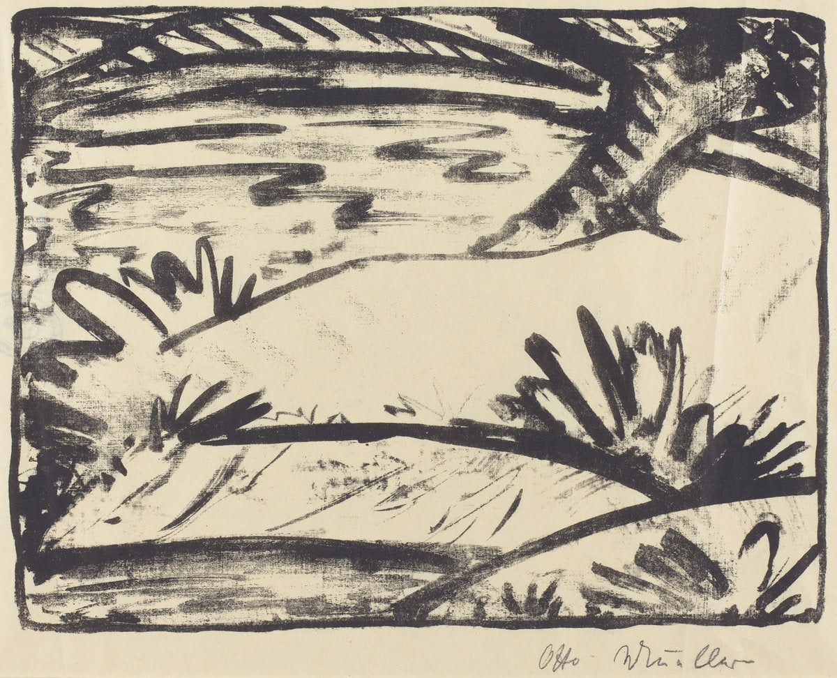 Landscape with Tree and Water (Landschaft mitBaum und Wasser) by Otto Müller (German, 1874 - 1930), 16X12"(A3)Poster Print
