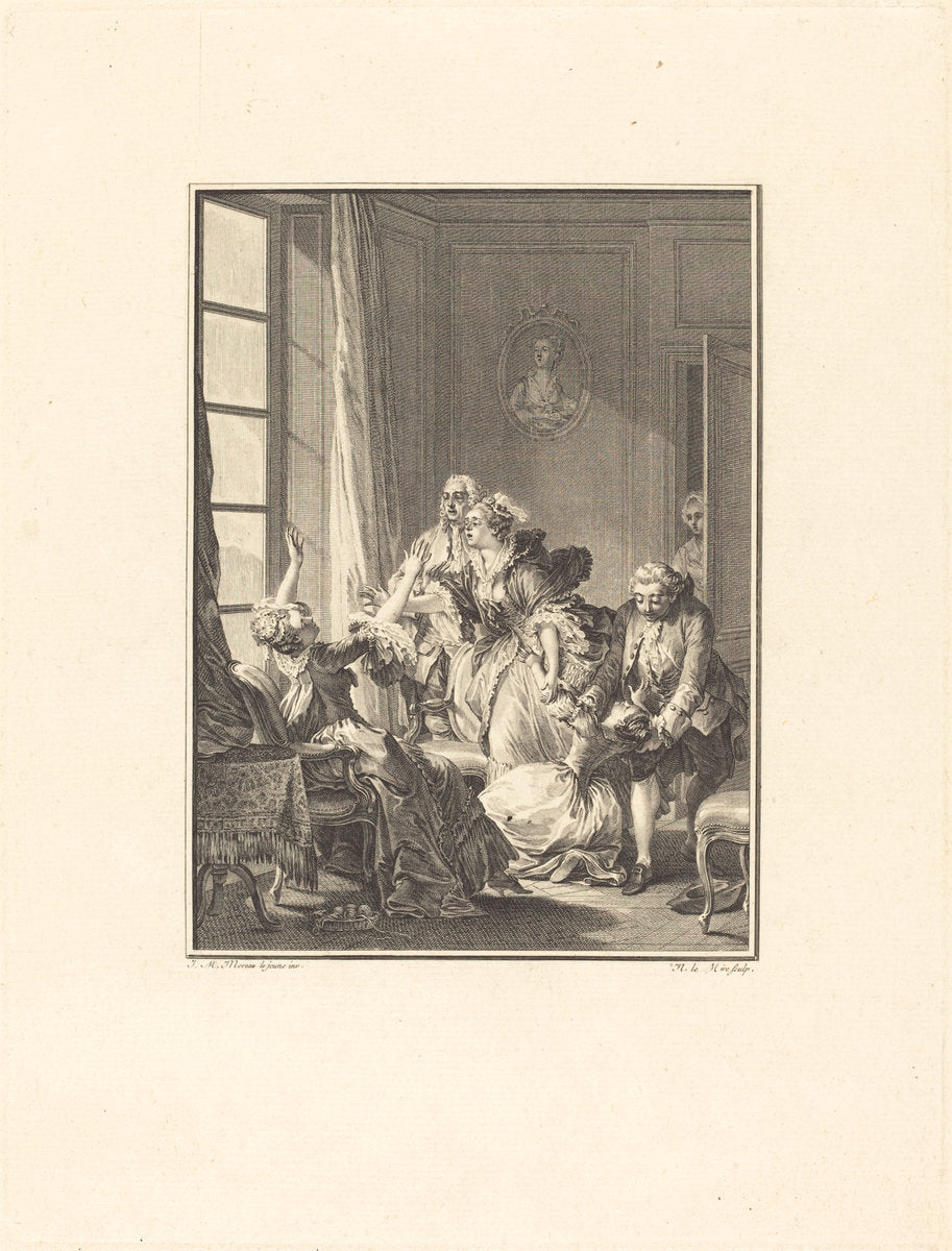 Julie s'évanouit dans un fauteuil by Noël Le Mire after Jean-Michel Moreau (French, 1724 - 1801), 16X12"(A3)Poster Print