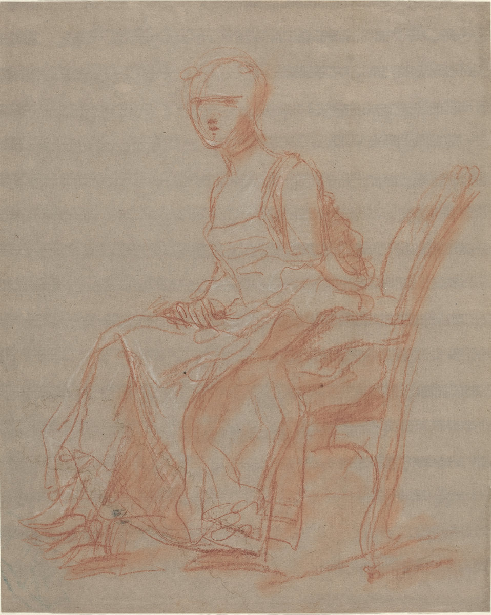 possibly c. 1740 by French 18th Century (Seated Woman), 16X12"(A3)Poster Print