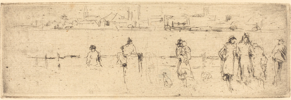 A Sketch on the Embankment by James McNeill Whistler (American, 1834 - 1903), 16X12"(A3)Poster Print