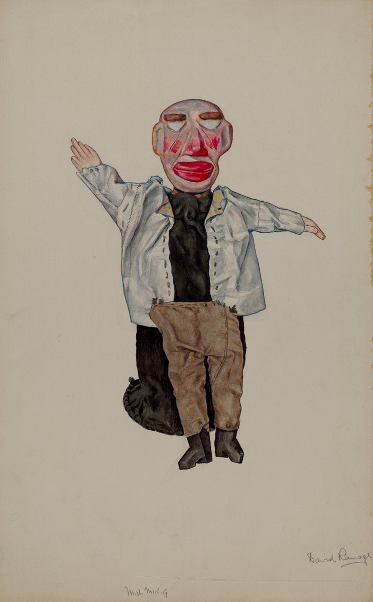 Blind Man Hand Puppet by David Ramage (American, active c. 1935), 16X12"(A3)Poster Print