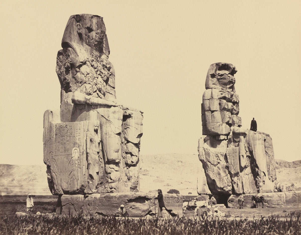 The Statues of the Plain, Thebes by Francis Frith (British, 1822 - 1898), 16X12"(A3)Poster Print