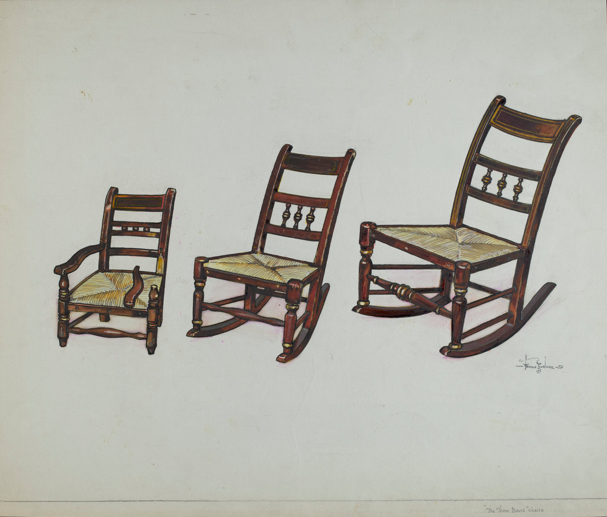 The Three Bear's Chairs by Florence Truelson (American, 1901 - 1959), 16X12"(A3)Poster Print