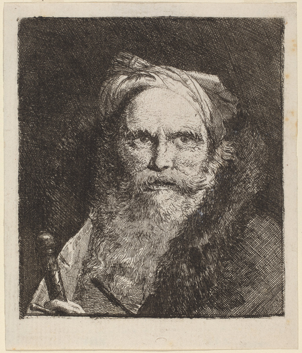 Old Man with a Sword by Giovanni Domenico Tiepolo (Italian, 1727 - 1804), 16X12"(A3)Poster Print