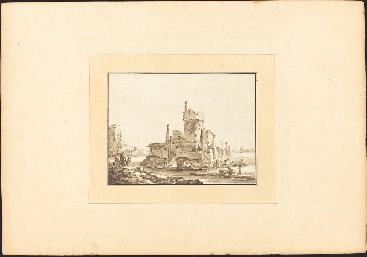 Roman Ruin by Katharina Prestel after Thomas Wyck (German, 1747 - 1794), 16X12"(A3)Poster Print