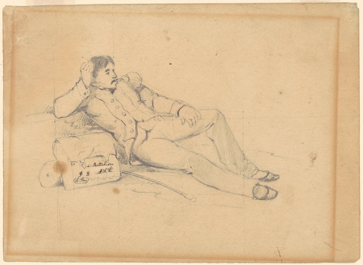 Relaxing Soldier by David Claypoole Johnston (American, 1799 - 1865), 16X12"(A3)Poster Print
