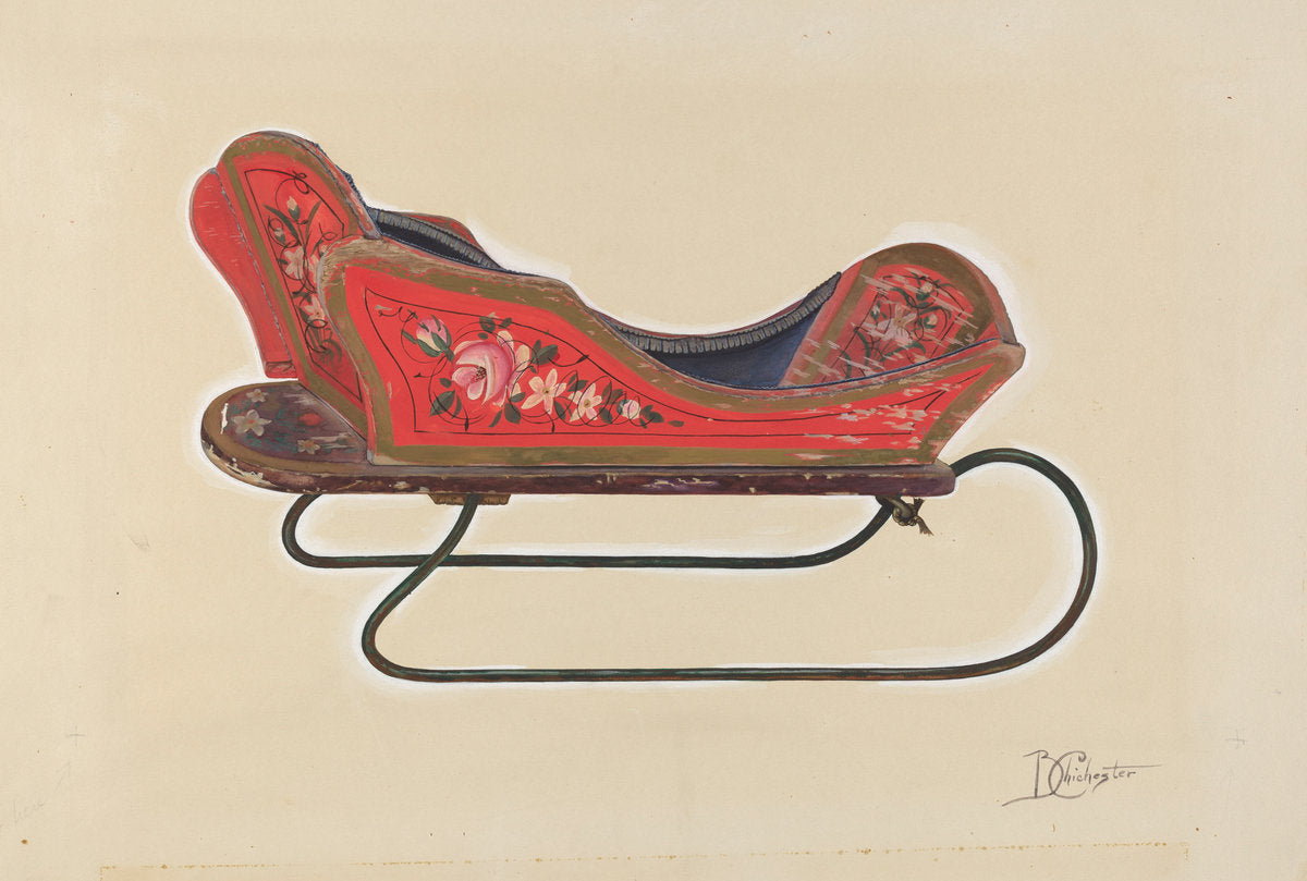 Doll Sleigh by Beverly Chichester (American, active c. 1935), 16X12"(A3)Poster Print