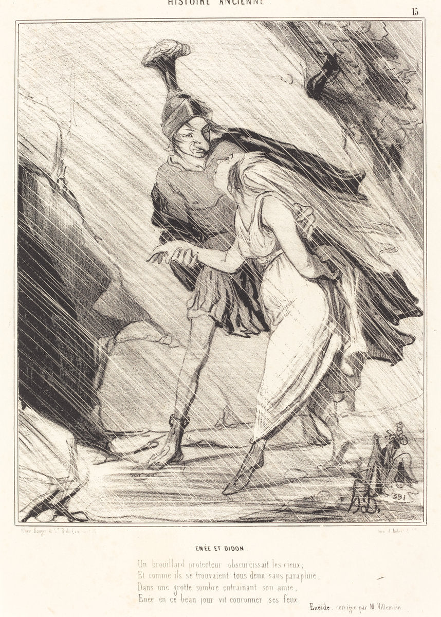 Enée et Didon by Honoré Daumier (French, 1808 - 1879), 16X12"(A3)Poster Print