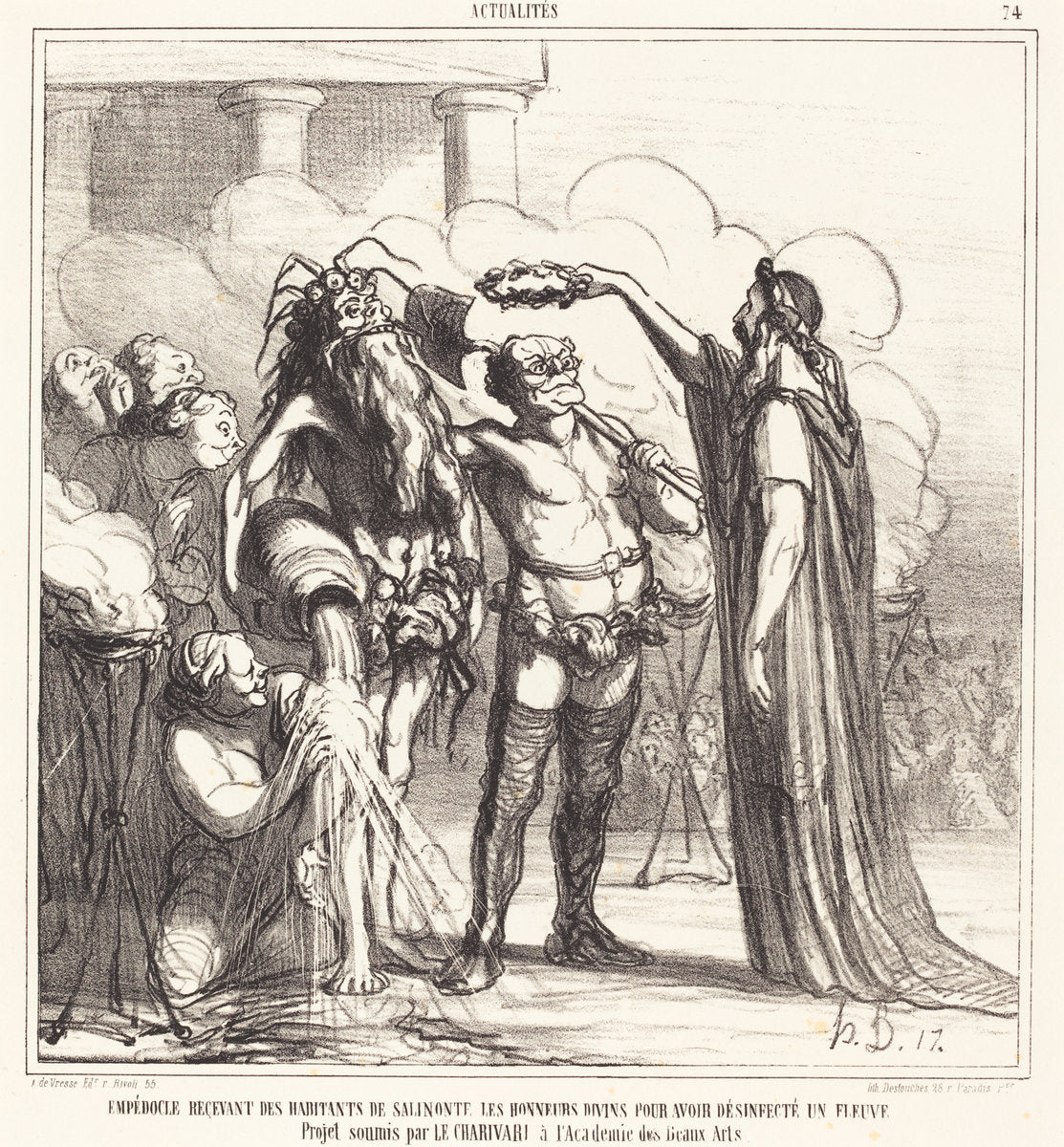 Empedocle recevant... les honneurs divins... by Honoré Daumier (French, 1808 - 1879), 16X12"(A3)Poster Print