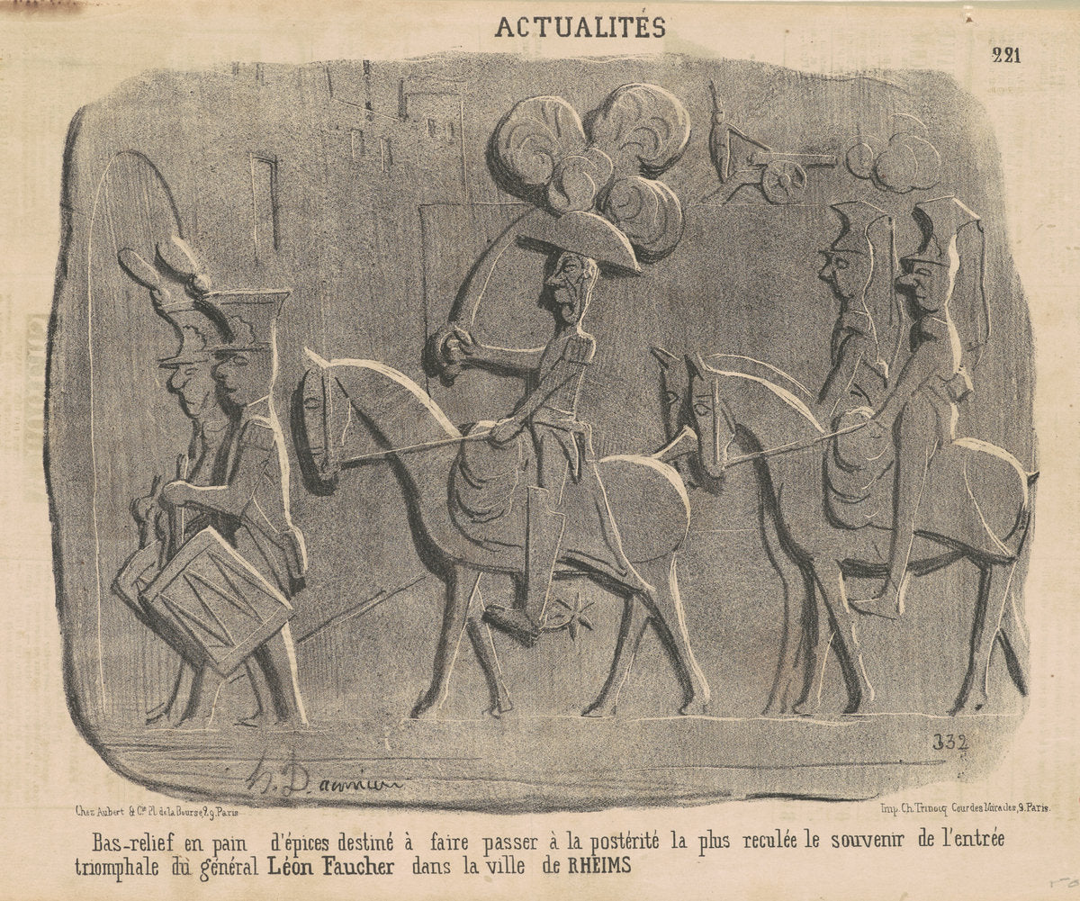 Bas-relief en pain d'épices ... by Honoré Daumier (French, 1808 - 1879), 16X12"(A3)Poster Print