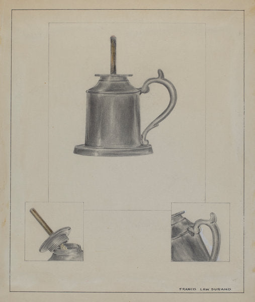 Pewter Fluid Lamp by Francis Law Durand (American, active c. 1935), 16X12"(A3)Poster Print