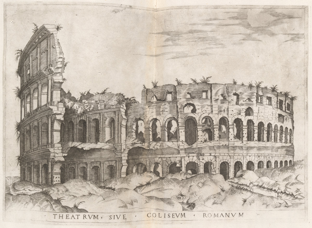 engraving by Italian 16th Century (Colosseum), 16X12"(A3)Poster Print
