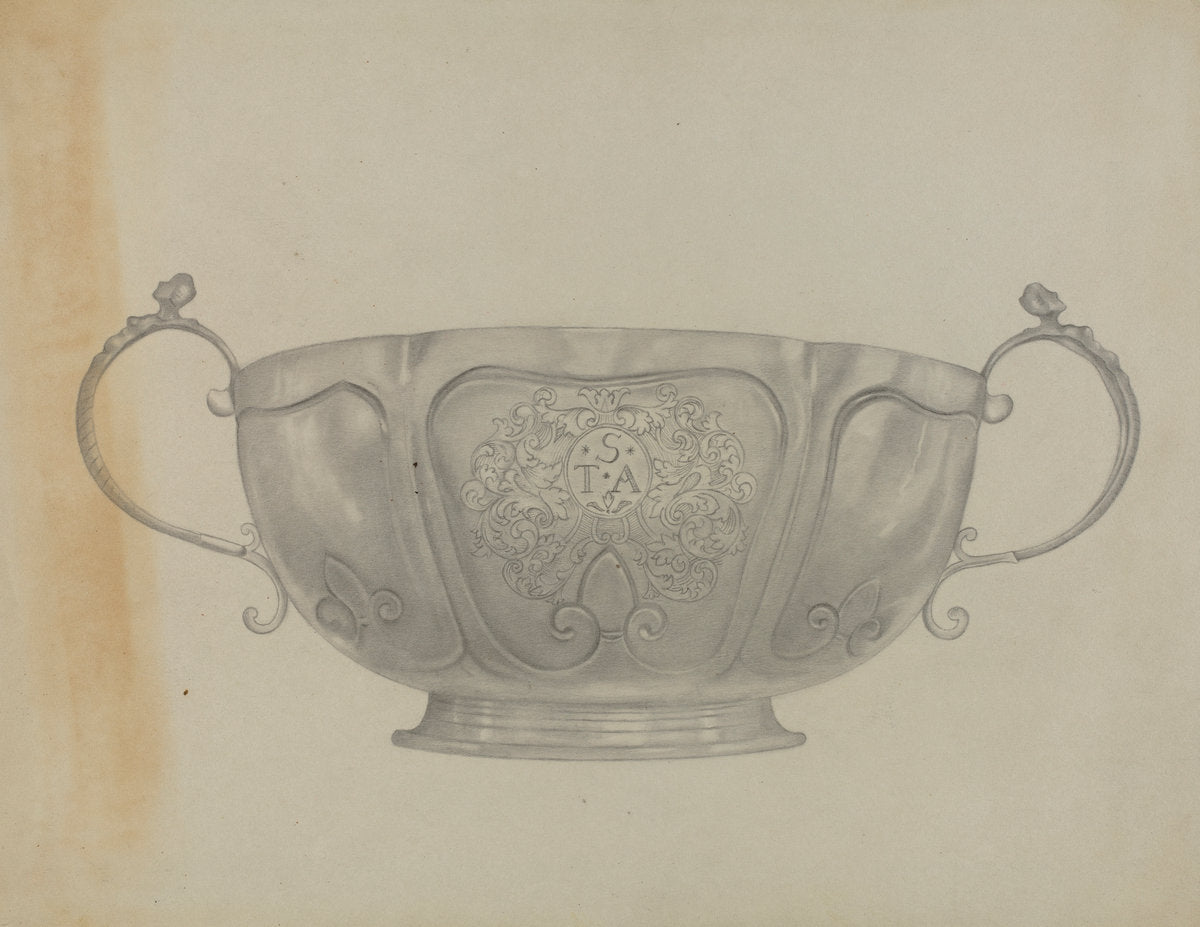 Two Handled Silver Bowl by Isidore Steinberg (American, active c. 1935), 16X12"(A3)Poster Print