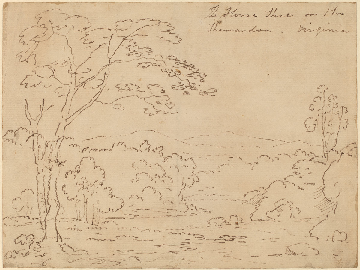 The Horse Shoe on the Shenandoah, Virginia by Joshua Shaw (American, born England, 1776 - 1860), 16X12"(A3)Poster Print