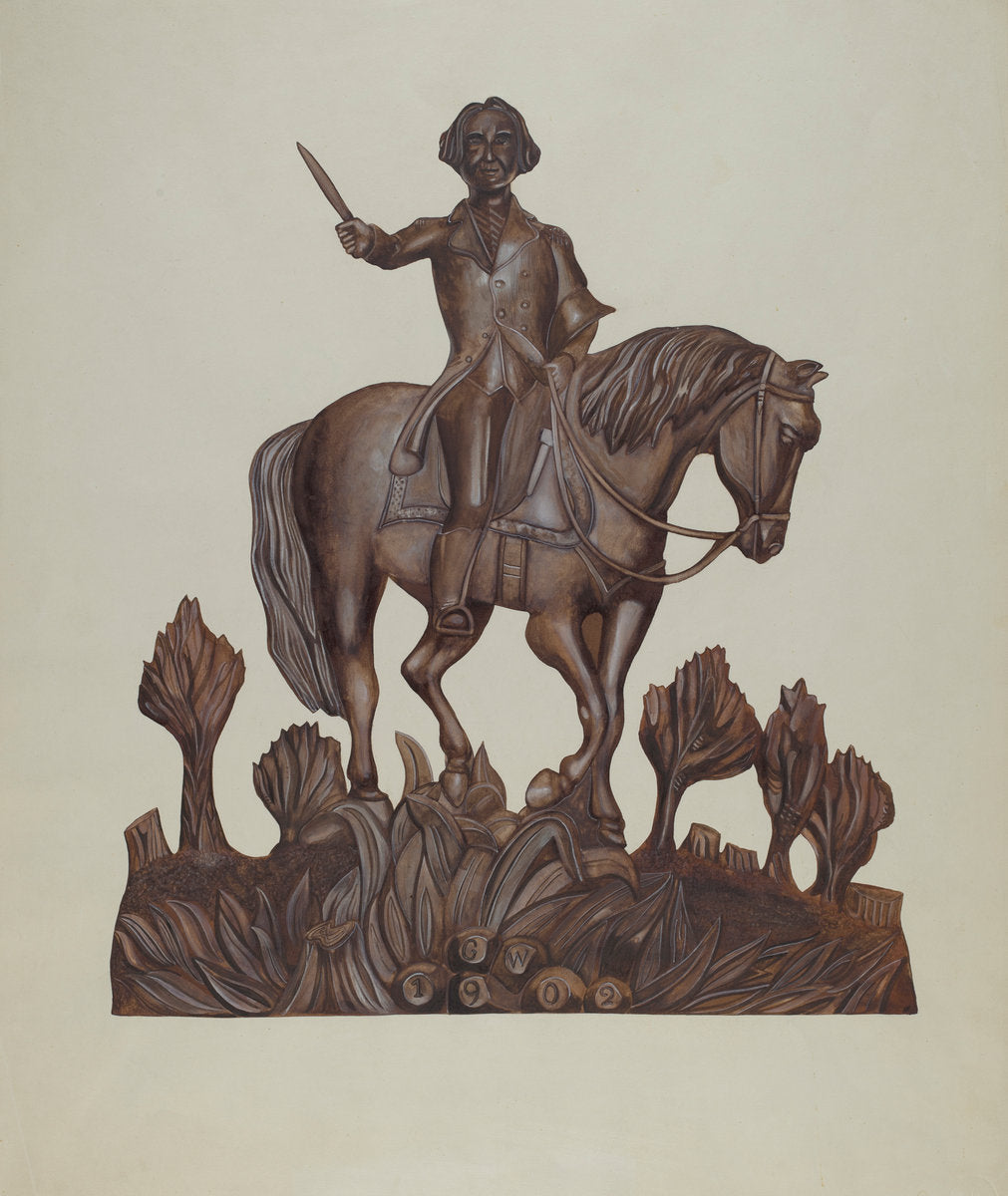George Washington on Horseback by Wilbur M Rice (American, active c. 1935), 16X12"(A3)Poster Print