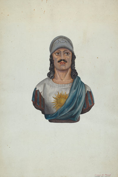 Figurehead: Warrior with Helmet by F.W. Powell (American, active c. 1935), 16X12"(A3)Poster Print