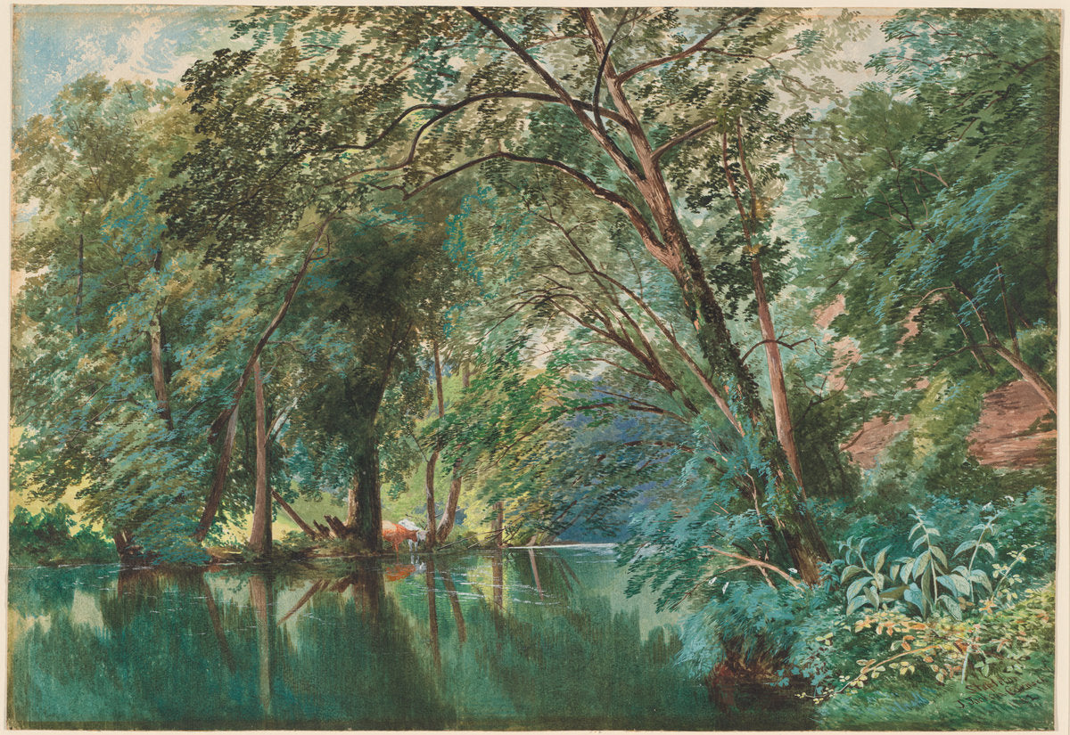 Trees over the River Frome at Stapleton by James Jackson Curnock (British, 1839 - 1891), 16X12"(A3)Poster Print