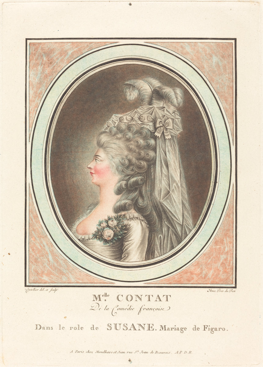 Mademoiselle Contat by J. Coutellier (French, active second half 18th century), 16X12"(A3)Poster Print