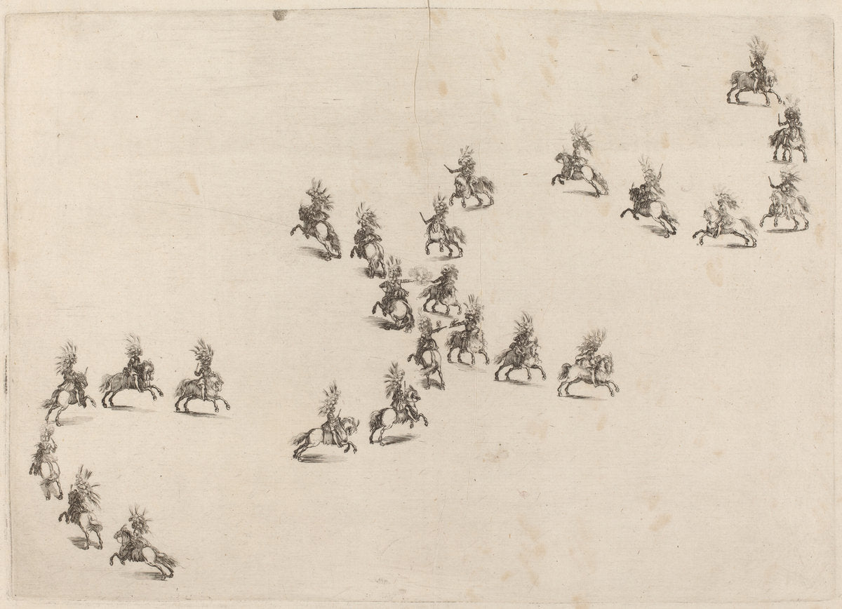 Twenty-Four Cavaliers in Double S Formation by Stefano Della Bella (Italian, 1610 - 1664), 16X12"(A3)Poster Print