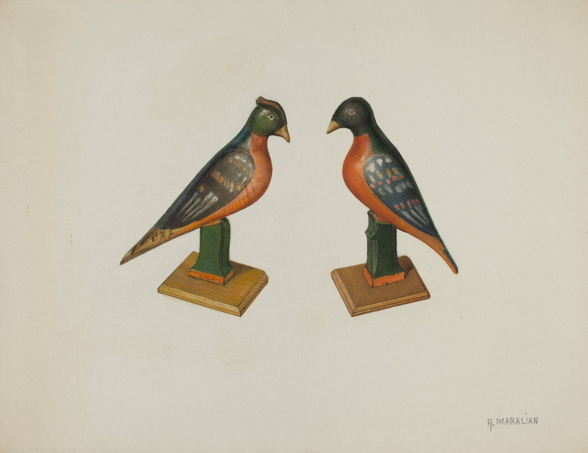 Pa. German Toy Birds by Arsen Maralian (American, active c. 1935), 16X12"(A3)Poster Print