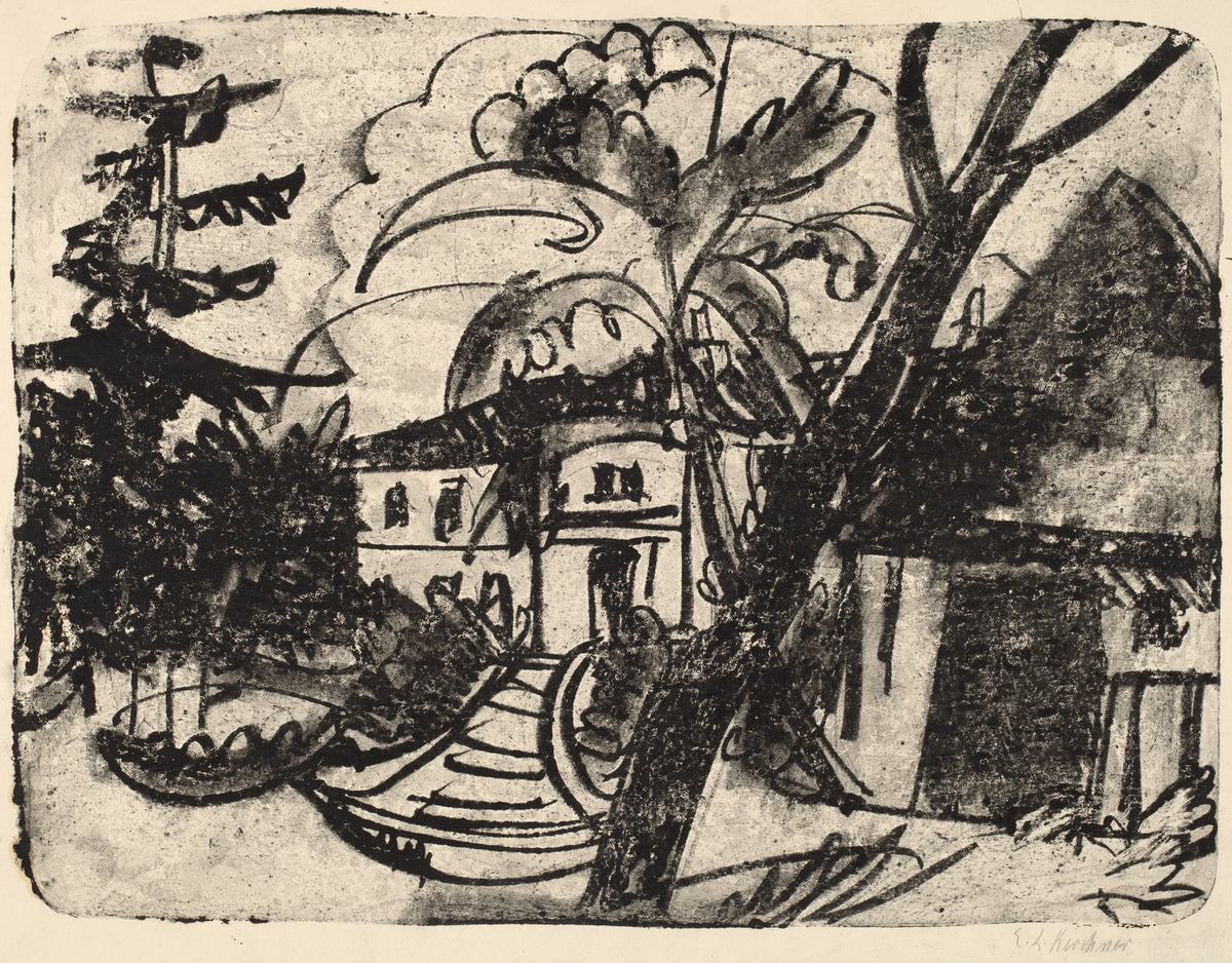 Danish Farm with Manor House by Ernst Ludwig Kirchner (German, 1880 - 1938), 16X12"(A3)Poster Print